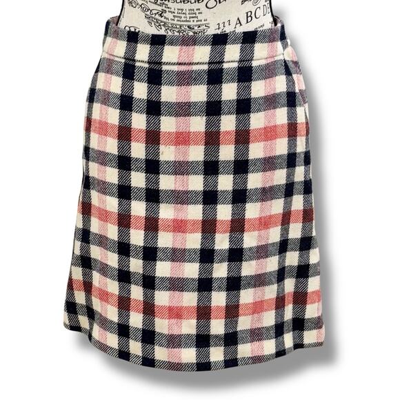 Boden Size 2 British Tweed by Mallelius Plaid Wool Mini Skirt Preppy Academia - Picture 1 of 6